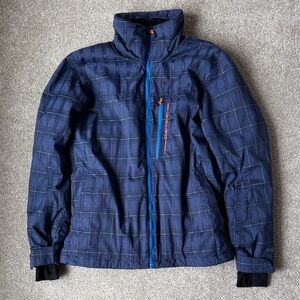 Obermeyer men’s ski snowboard coat jacket vintage SMALL blue check